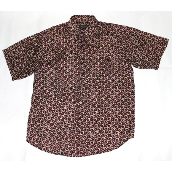 Bogari Men's Short Sleeve Button Front 100% Silk‎ Shirt Size Medium - Picture 1 of 5